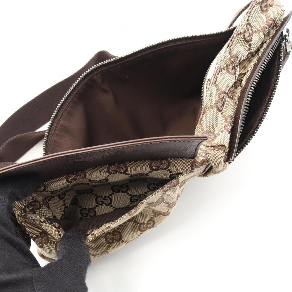 Gucci Waist Canvas Bag Tan Brown Body Leather Beige GG Crossbody Belt - Picture 3 of 5